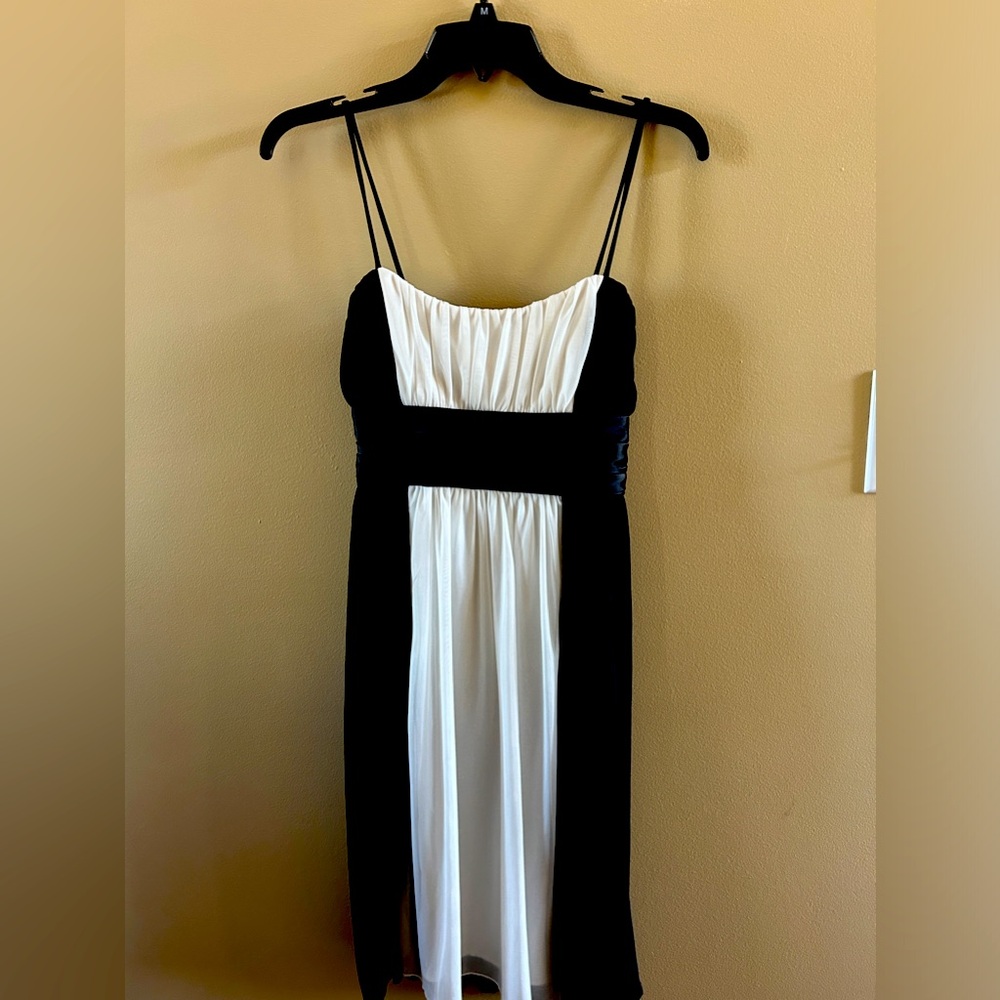 Self-Tie Black and White Dress